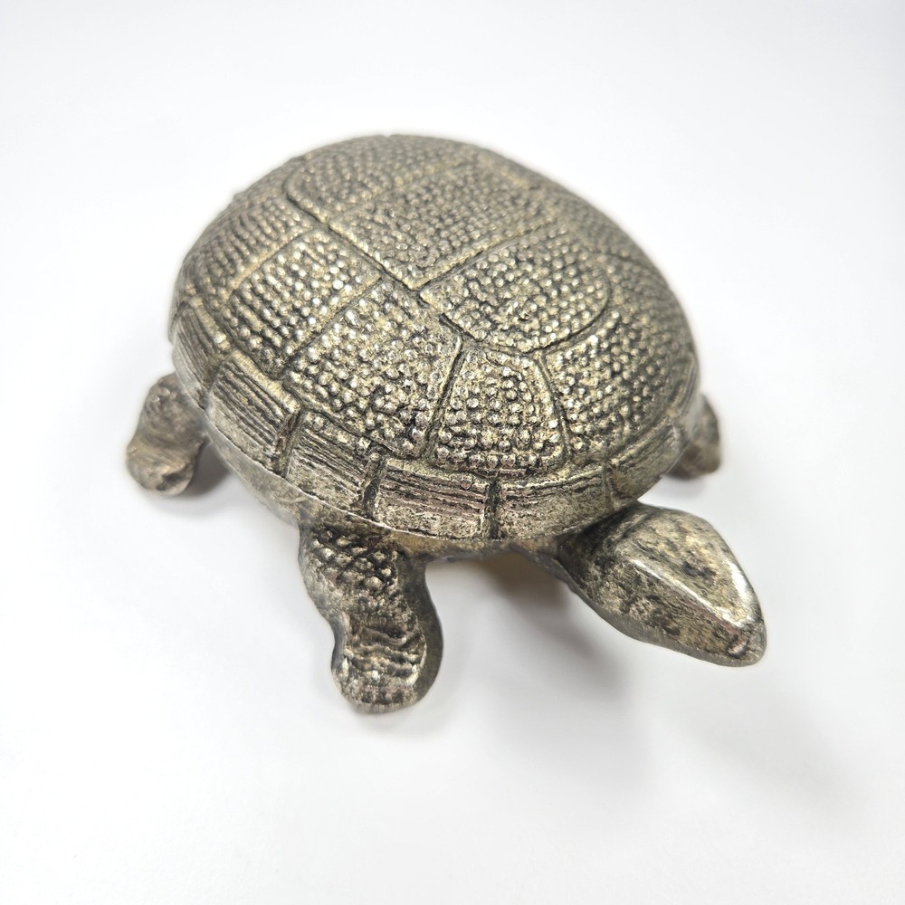Vintage Bentley West Germany Turtle Alarm Clock Cast Metal Silver Tone Wind Up